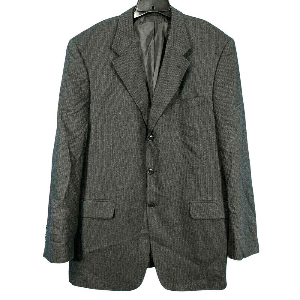 JONES NEW YORK Black Stripe Pure Wool MEN'S JACKET SPORT COAT/BLAZER Sz 44L